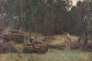 Tom roberts Wood splitters, oil painting on canvas
